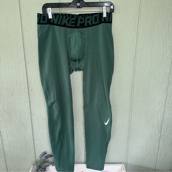 Nike pro mens compression Tights joggers leggings tights XL green - Picture 3 of 7
